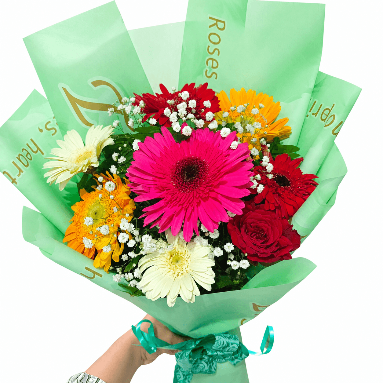 gerber and rose mix bouquet — fresh bouquet delivery near TIA, Kathmandu
